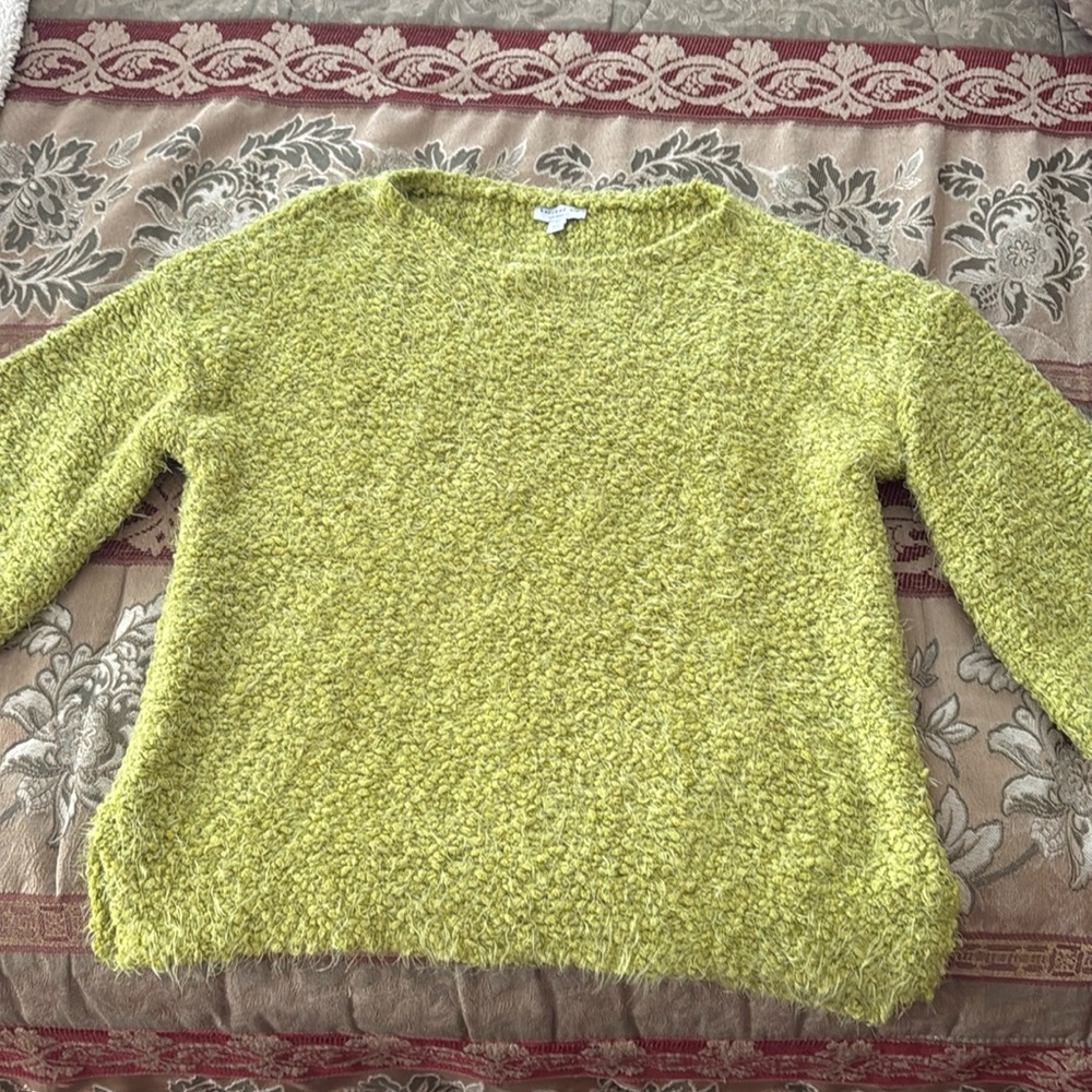 Anthropologie Current Air Light Green Chunky Knit Boat Neck Sweater Size Medium